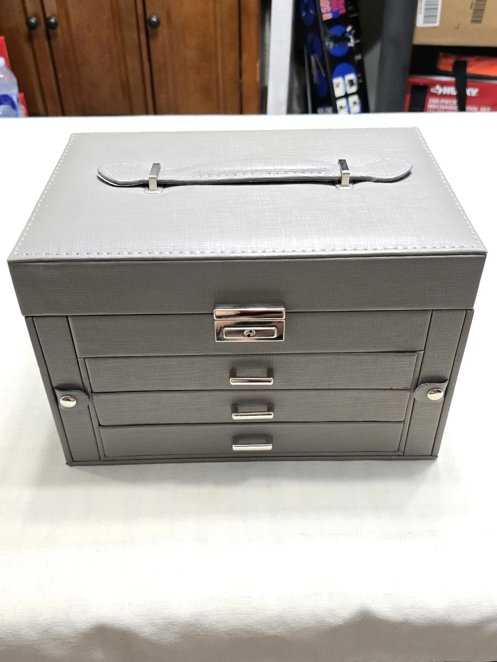 Gray Jewelry Organizer Box with Mirror - Brand Unspecified
